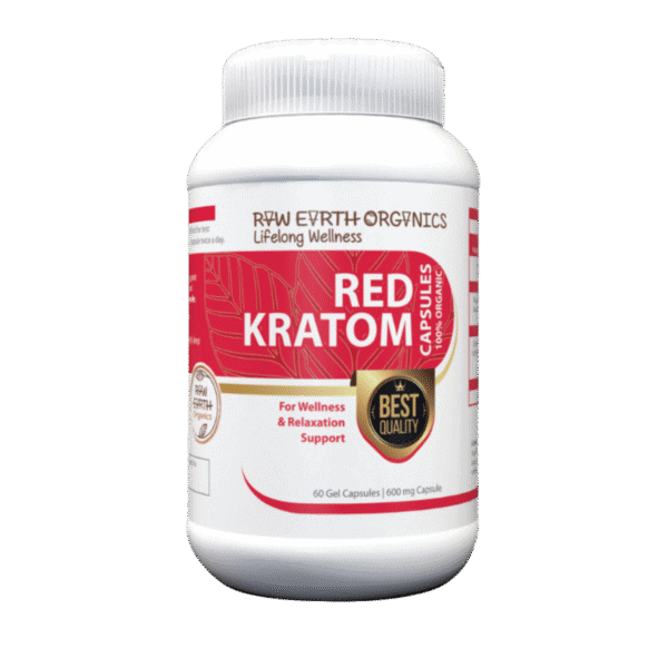 Raw Earth Organics Red Kratom - 60 Capsules