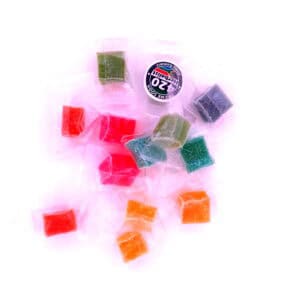 Small THC gummy squares 30mg each