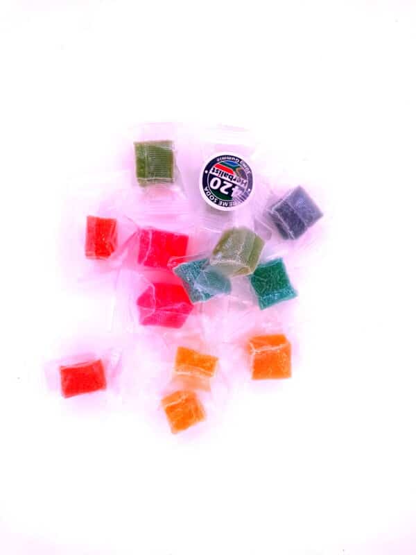 Small THC gummy squares 30mg each