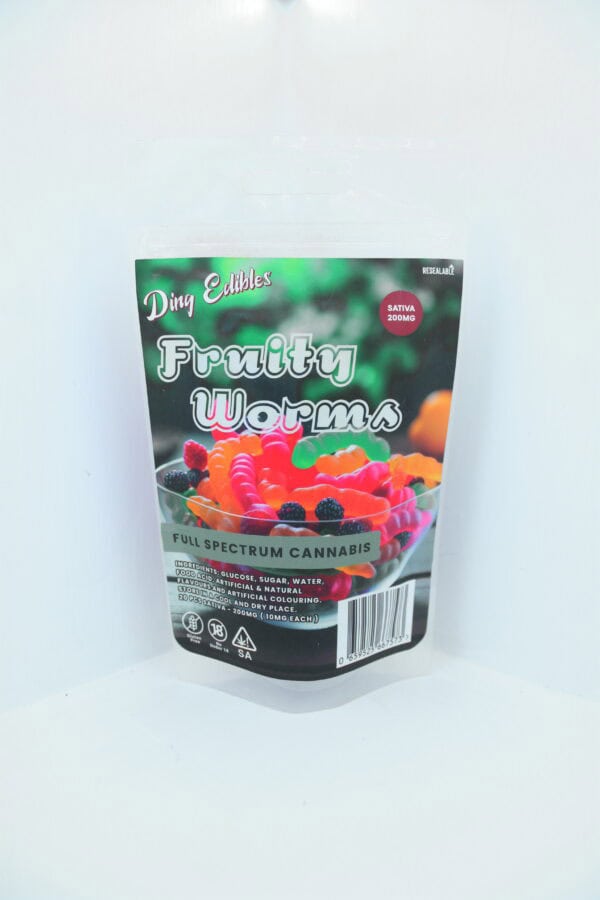 Bag of Fruity Worms Sativa 200mg edibles