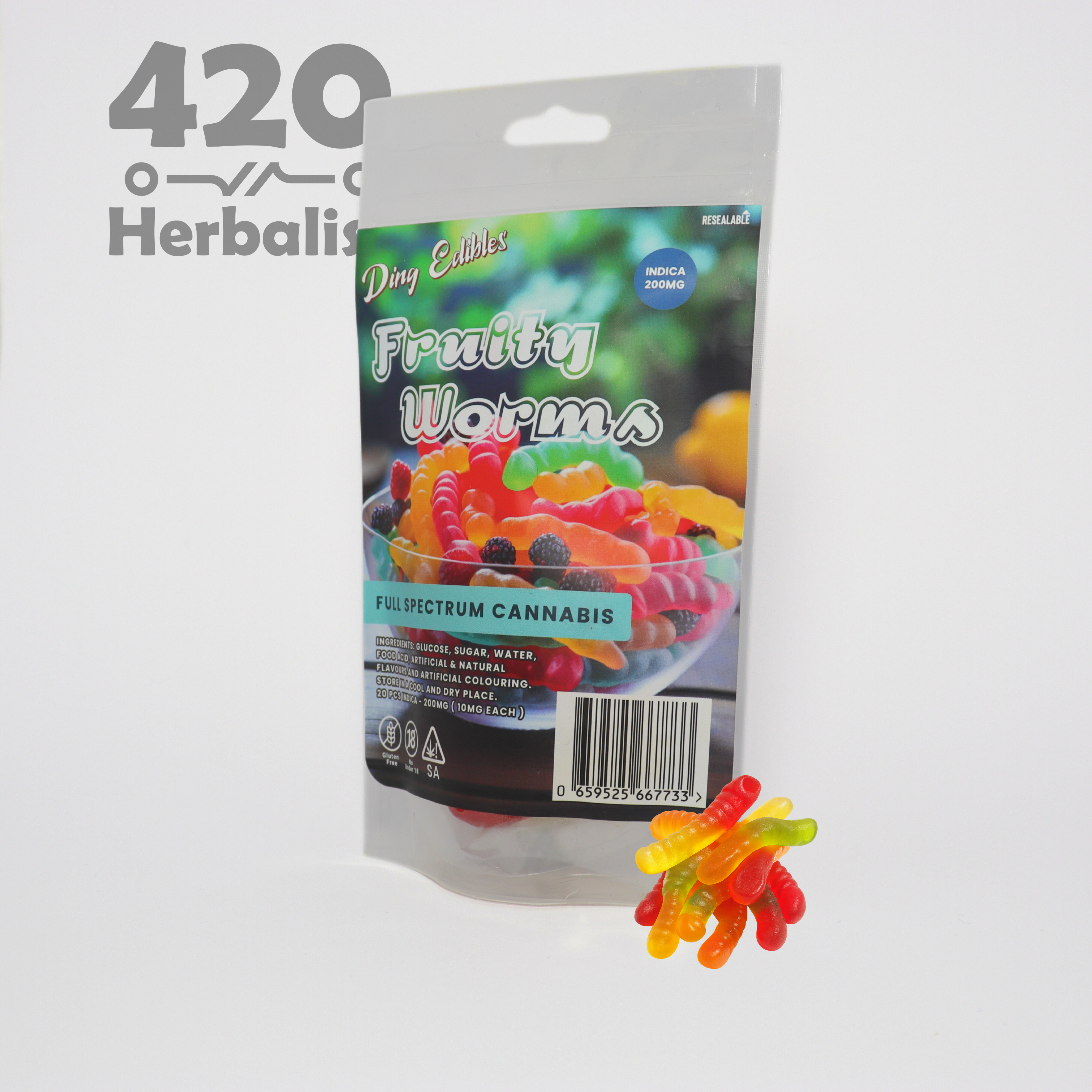 Fruity Worms 200mg THC Edibles gummies