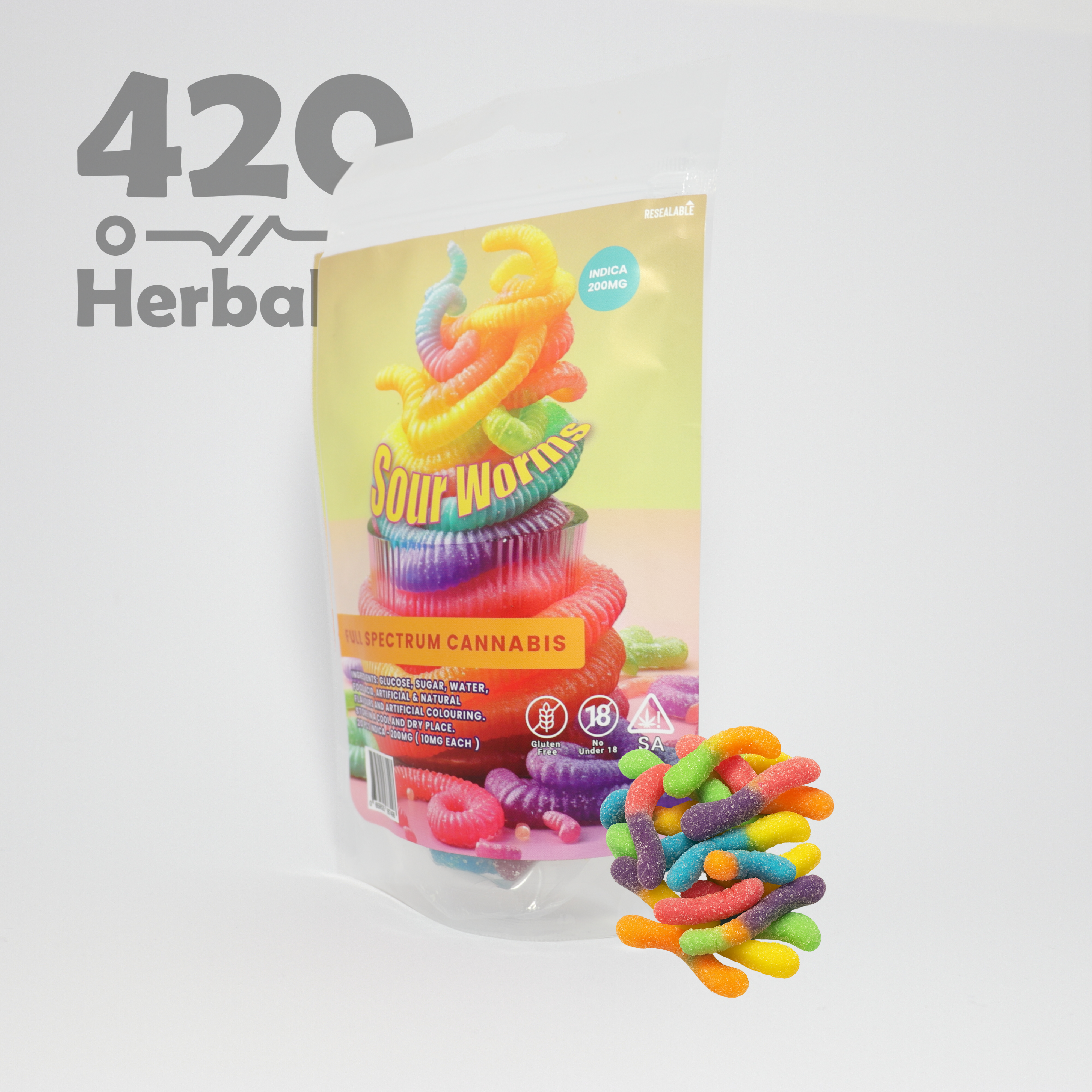 Sour Worms Edibles Indica THC Gummies 200mg