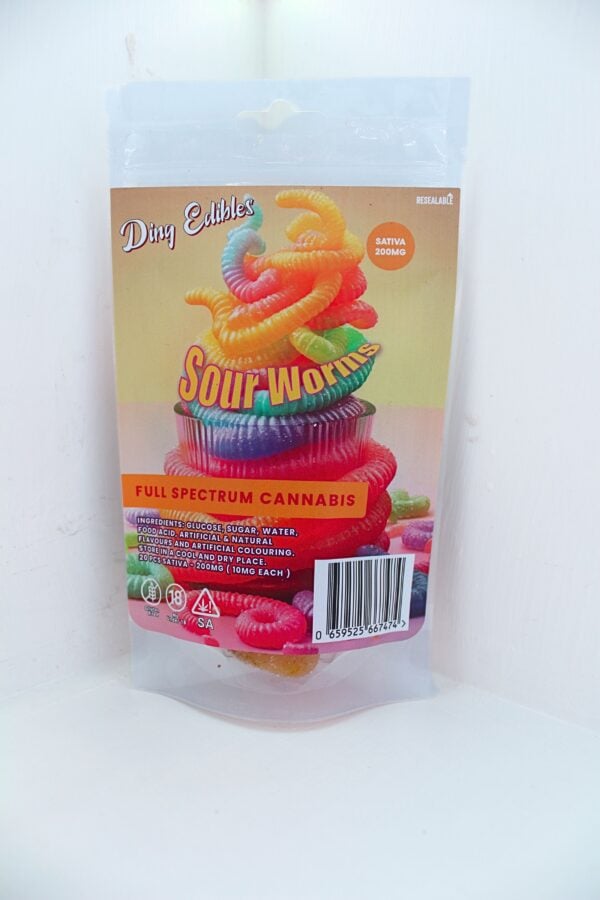 THC Sour Worms Sativa 200mg gummies