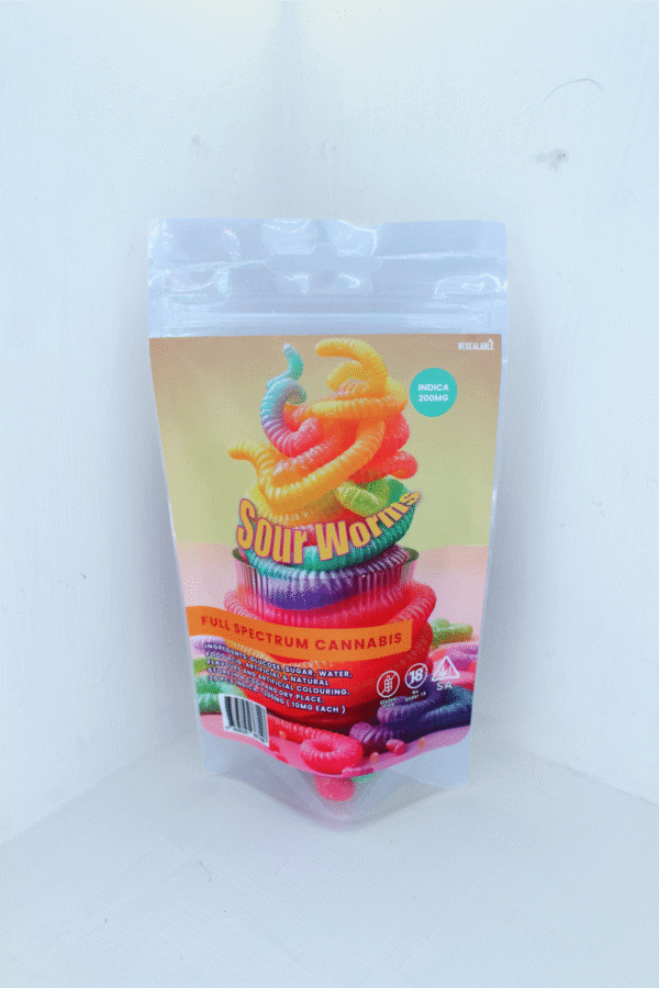 Sour Worms Indica 200mg edible packet