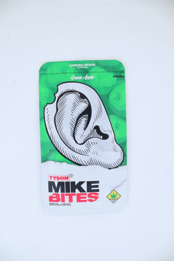 Mike Tysons green apple Mike Bites, 100mg THC infused ear gummies