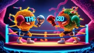 THC vs CBD in a boxing ring