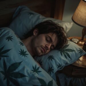 A man sleeping peacefully in his bed