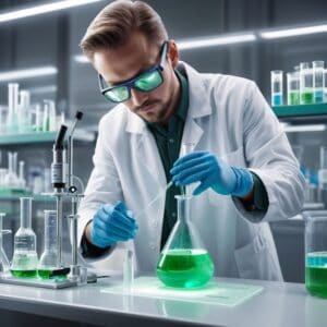 Scientist working with CBD and THC