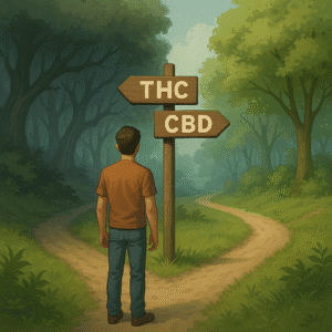 Crossroad between CBD and THC 