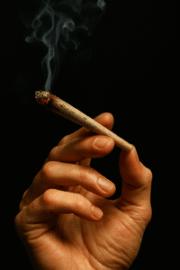 hand holding a cannabis pre-roll