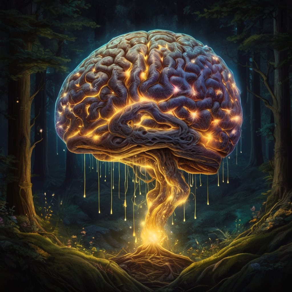 A brain tree that's internally lit up