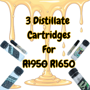 three 1ml THC Distillate cartridges, black November special