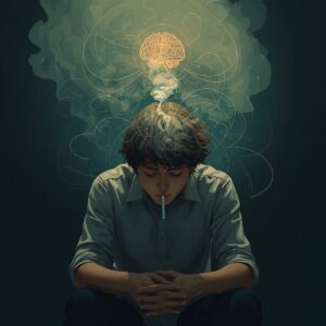 A boy smoking cannabis and suffering from psychosis 