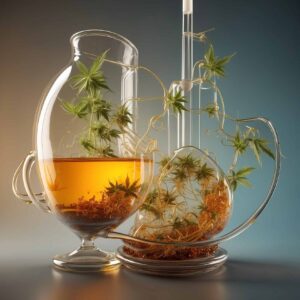 Cannabis plant being soaked and washed in ethanol 